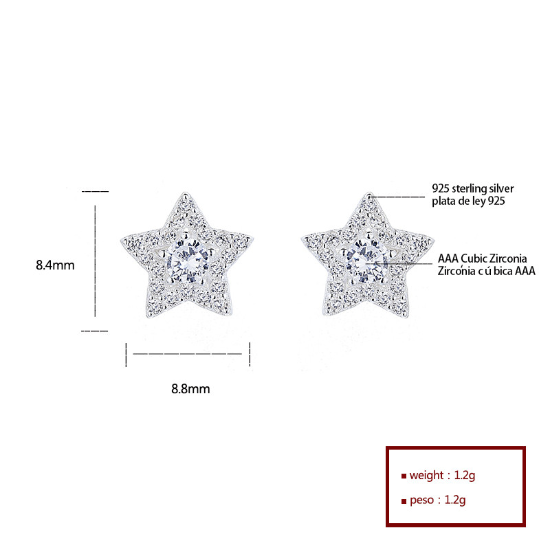 ¡Brillante S925 clavo de oreja CC plateado