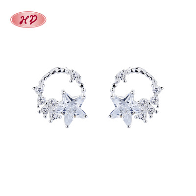 Beautiful 925 Sterling Silver Cubic Zirconia Women'S Stud Earrings For High Quality Wholesale Silver Earrings