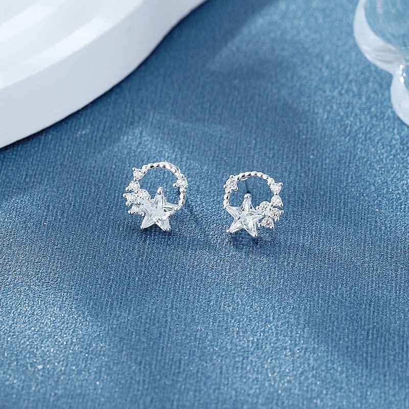 Radiant 925 Sterling Silver Cubic Zirconia Stud Earrings