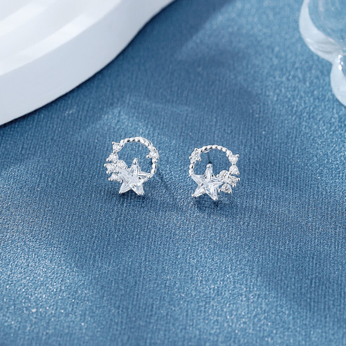 Beautiful 925 Sterling Silver Cubic Zirconia Women'S Stud Earrings For High Quality Wholesale Silver Earrings