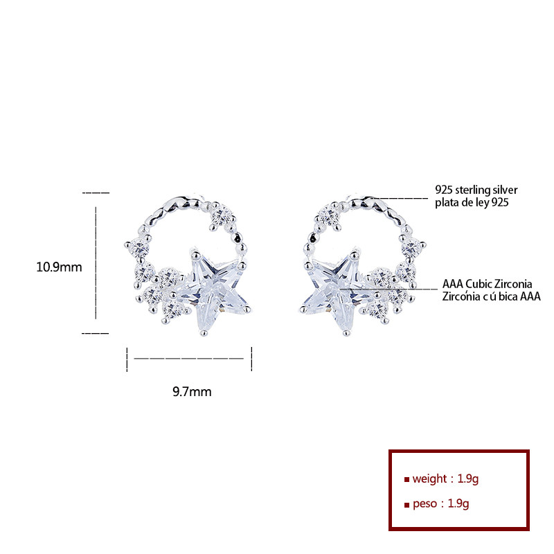 ¡Brillante S925 clavo de oreja CC plateado