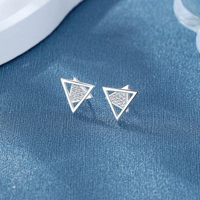 925 Sterling Silver  Stud Earrings For Women's Sparkling Cubic Zirconia  Wholesale Fashion Jewelry