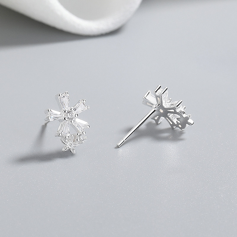 Radiant 925 Sterling Silver Cubic Zirconia Stud Earrings