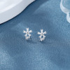 Pendientes de plata de ley 925 con forma de flor y circonita cúbica para joyería elegante al por mayor para mujer