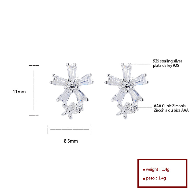 Radiant 925 Sterling Silver Cubic Zirconia Stud Earrings