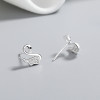 Pendientes de botón para mujer en plata de ley 925 con forma de cisne y circonita cúbica para venta al por mayor