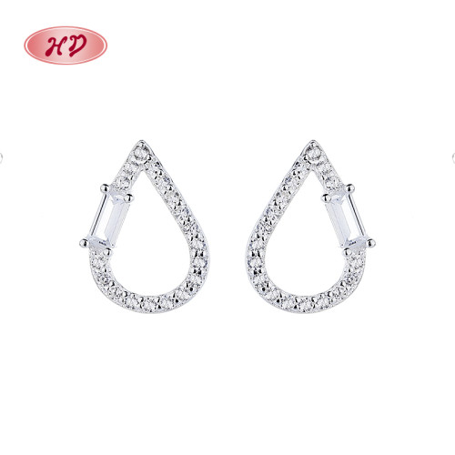 925 Sterling Silver Women's Stud Earrings With Brilliant Water Droplet Cubic Zirconia For High Quality Wholesale