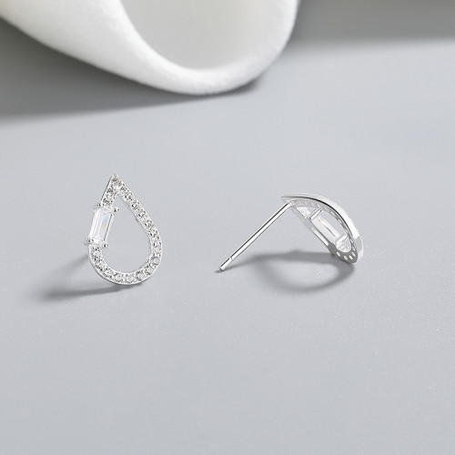 925 Sterling Silver Women's Stud Earrings With Brilliant Water Droplet Cubic Zirconia For High Quality Wholesale