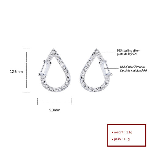 925 Sterling Silver Women's Stud Earrings With Brilliant Water Droplet Cubic Zirconia For High Quality Wholesale