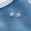 Pendientes de botón para mujer en plata de ley 925 con circonita cúbica en forma de estrella de mar para joyería al por mayor