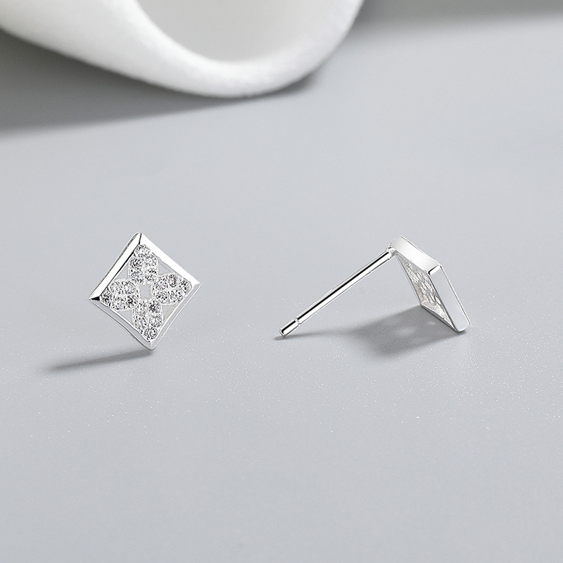 Radiant 925 Sterling Silver Cubic Zirconia Stud Earrings