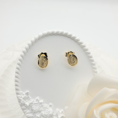 Pendientes Huggies Chapado en Oro 18k Religión Nuestra Señora de Guadalupe Devotos Creyentes