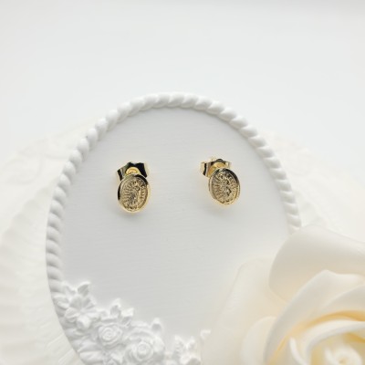 Huggies Earrings 18k Gold Plated Religion Our Lady of Guadalupe Devoted Believers