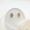 Pendientes Huggies chapados en oro de 18 k Religiosos Ojo maligno y Mano de Fátima Devotos creyentes Joyería de alta calidad