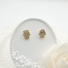 Pendientes Huggies chapados en oro de 18 k Religiosos Ojo maligno y Mano de Fátima Devotos creyentes Joyería de alta calidad