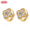18K Gold Plated Huggie Earrings Cubic Zirconia Flower Design Women Jewelry  Wholesaler