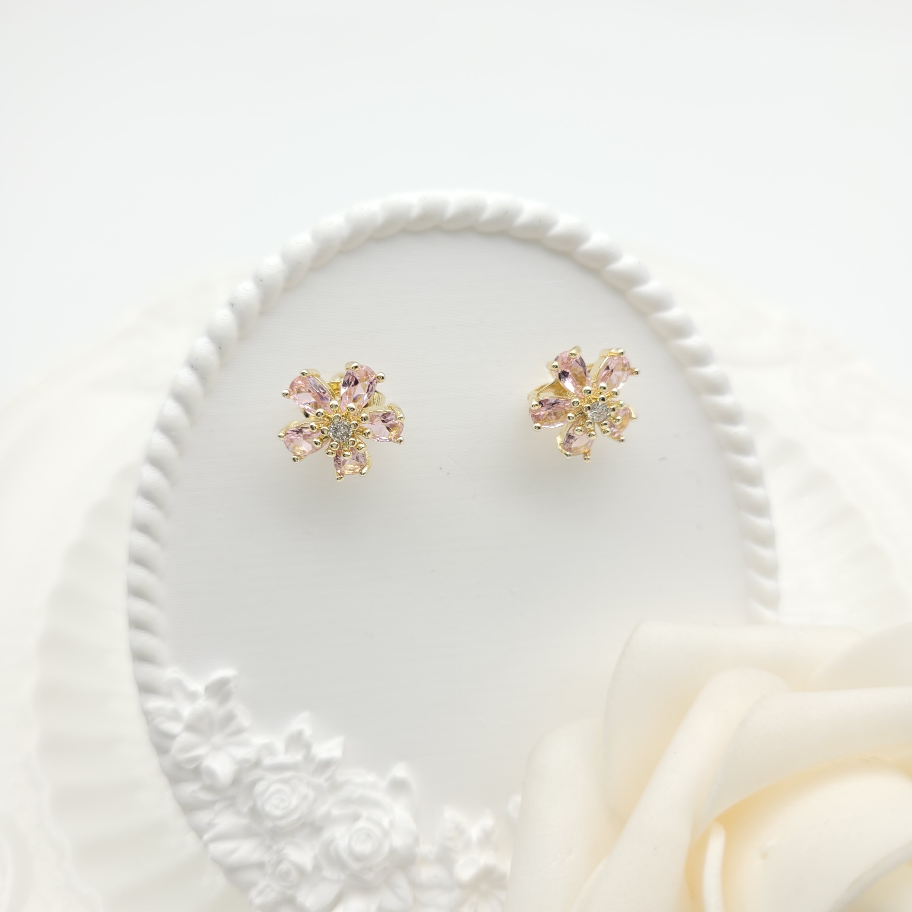 CZ Monarch Butterfly Stud Earrings 