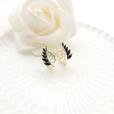 Leaf Stud Earrings 18K Gold Plated Inlay Cubic Zircon Women's Jewelry Factory Direct Sales