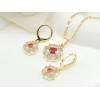 Flower Pendant Earring Jewelry Set 18k Gold-plated Inlaid Cubic Zirconia Factory Direct Sales