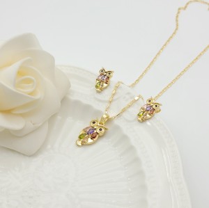Owl Animals Stud Earring Jewelry Sets 18K Gold-Plated Aaa Zircon Exquisite Women's Jewelry Factory Direct Sales