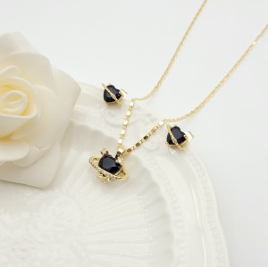 Heart Stud Earring Jewelry Sets 18K Gold-Plated Aaa Zircon Women's Jewelry Factory Direct Sales