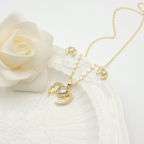 Stud Earring Jewelry Sets Heart & Wing Romantic Design 18K Gold-Plated Aaa Zircon Women's Jewelry Factory Direct Sales