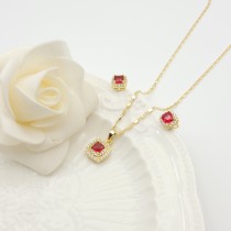 Square Stud Earring Jewelry Sets Lace Geometry Design 18K Gold-Plated Aaa Zircon Women's Jewelry Wholesaler