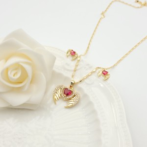 Religion Stud Earring Jewelry Sets Love God's Wings Design 18K Gold-Plated Aaa Zircon Women's Jewelry Wholesaler