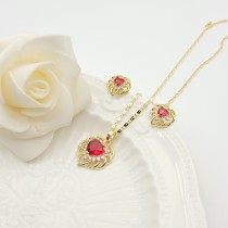 Religion Stud Earring Jewelry Sets Love Angel's Wings Design 18K Gold-Plated Aaa Zircon Women's Jewelry Wholesaler