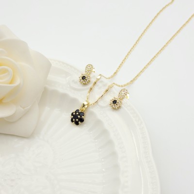 Flower Stud Earring Jewelry Sets Exquisite Petals Design 18K Gold-Plated Aaa Zircon Women's Jewelry Factory Direct Sales