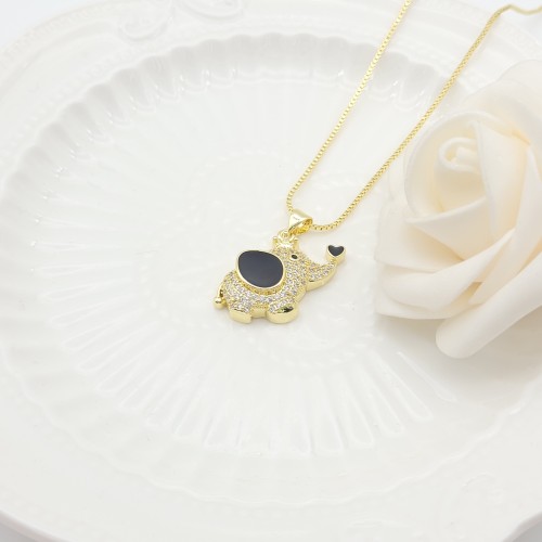 Animals Pendant Necklaces Wholesale Elephant Design AAA Zircon 18K Gold-Plated Women's Jewelry Factory Direct Sales