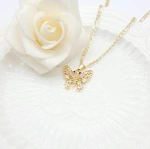 Butterfly Pendant Necklaces Wholesale Insect Animal Design AAA Zircon 18K Gold-Plated Women's Jewelry Factory Direct Sales