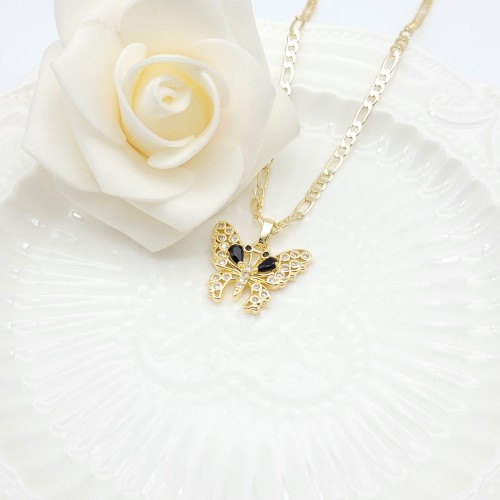 Butterfly Pendant Necklaces Wholesale Insect Animal Design AAA Zircon 18K Gold-Plated Women's Jewelry Factory Direct Sales