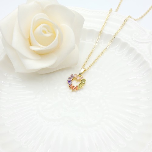 Heart-shaped Pendant Necklaces Wholesale Hollow Design AAA Zircon 18K Gold-Plated Women's Jewelry Factory Direct Sales