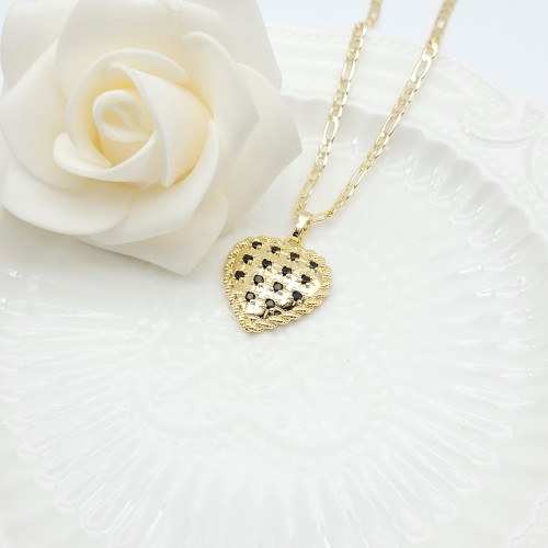 Hearts Pendant Necklaces Wholesale AAA Zircon 18K Gold-Plated Women's Jewelry Factory Direct Sales