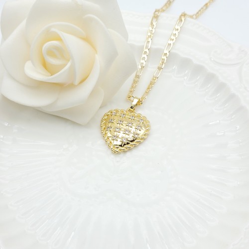 Hearts Pendant Necklaces Wholesale AAA Zircon 18K Gold-Plated Women's Jewelry Factory Direct Sales