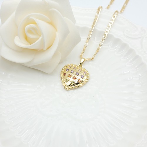 Hearts Pendant Necklaces Wholesale AAA Zircon 18K Gold-Plated Women's Jewelry Factory Direct Sales