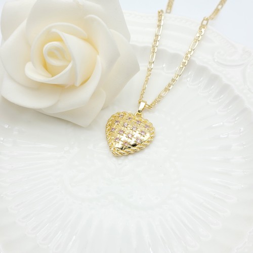 Hearts Pendant Necklaces Wholesale AAA Zircon 18K Gold-Plated Women's Jewelry Factory Direct Sales