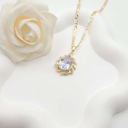 Classic Collection Pendant Necklaces Wholesale Water Droplet Design AAA Zircon 18K Gold-Plated Women's Jewelry Factory Direct Sales