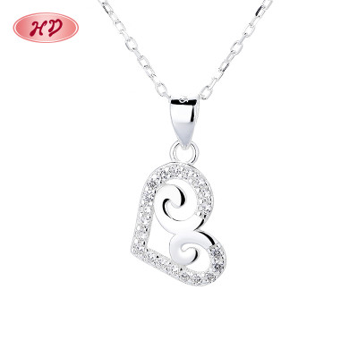 Single Layer Necklace 925 Silver Hollow Heart&Plants With AAA Cubic Zirconia  Wholesale