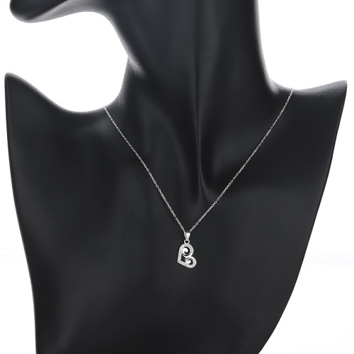 Single Layer Necklace 925 Silver Hollow Heart&Plants With AAA Cubic Zirconia  Wholesale