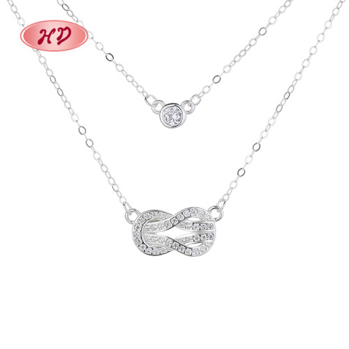 Necklace 925 Silver Double Layer With Hollow  Infinite Symbol AAA Cubic Zirconia  Wholesale