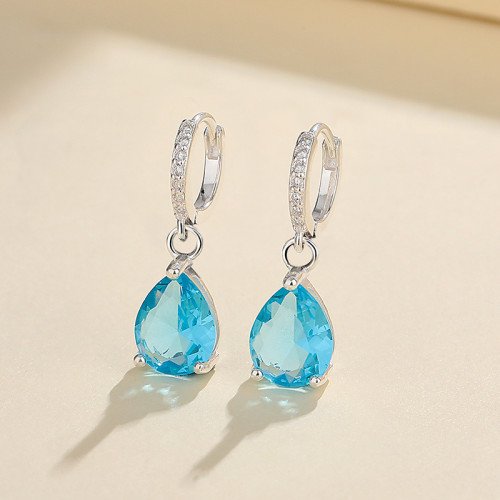 Water Drop Earrings Classic 925 Silver With Vibrant Zircon Wholesale