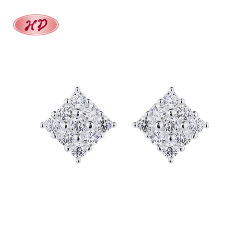 Classic 925 Sterling Silver Women's Stud Earrings  Geometry Cubic Zirconia Wholesale