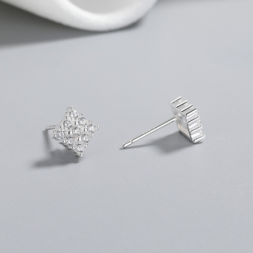 Wholesale 925 Sterling Silver Women's Stud Earrings  Geometry Cubic Zirconia