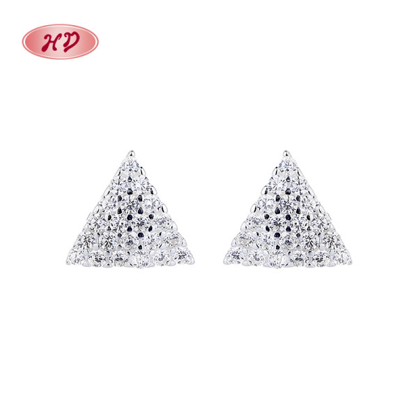 Pendientes de plata 925 al por mayor con diseño geométrico triangular