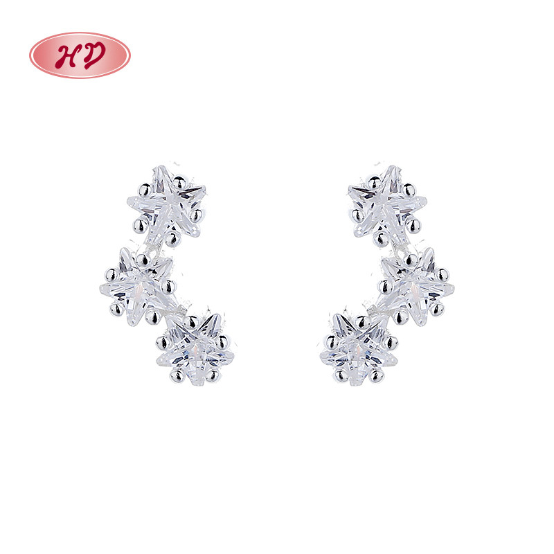 Flower 925 Sterling Silver Cubic Zirconia Stud Earrings