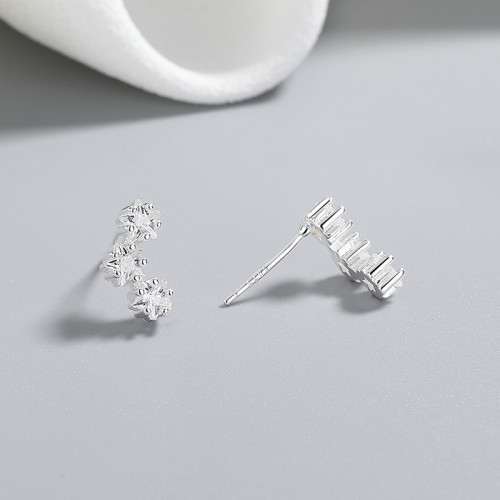 Wholesale  925 Sterling Silver Women's Stud Earrings Flower Cubic Zirconia