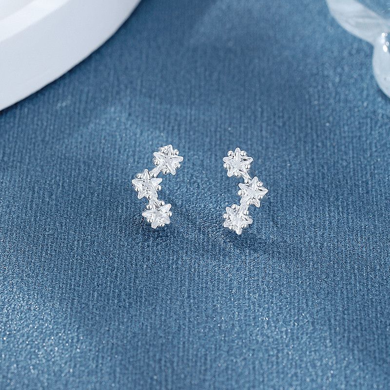 Flower 925 Sterling Silver Cubic Zirconia Stud Earrings