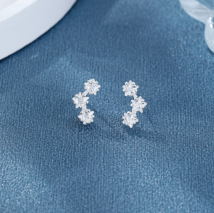Venta al por mayor de pendientes de plata de ley 925 para mujer con circonita cúbica y flores